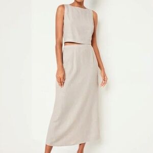 Linen Blend Maxi Skirt